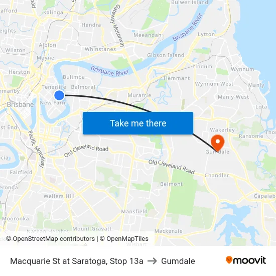 Macquarie St at Saratoga, Stop 13a to Gumdale map