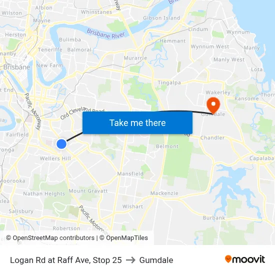 Logan Rd at Raff Ave, Stop 25 to Gumdale map
