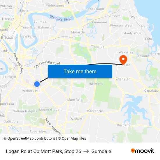 Logan Rd at Cb Mott Park, Stop 26 to Gumdale map
