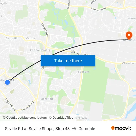 Seville Rd at Seville Shops, Stop 48 to Gumdale map