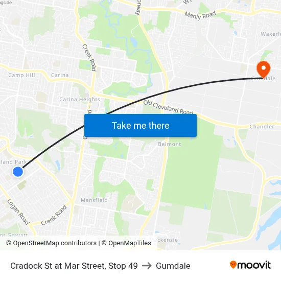 Cradock St at Mar Street, Stop 49 to Gumdale map