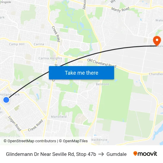 Glindemann Dr Near Seville Rd, Stop 47b to Gumdale map