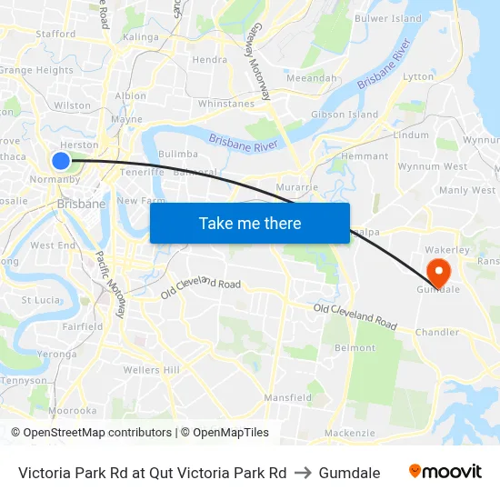Victoria Park Rd at Qut Victoria Park Rd to Gumdale map