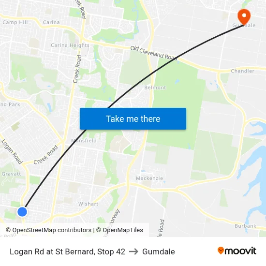 Logan Rd at St Bernard, Stop 42 to Gumdale map