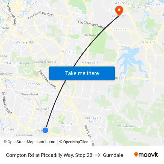Compton Rd at Piccadilly Way, Stop 28 to Gumdale map