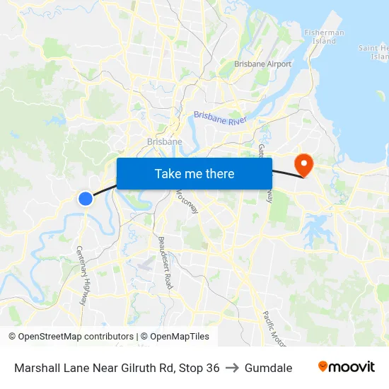Marshall Lane Near Gilruth Rd, Stop 36 to Gumdale map