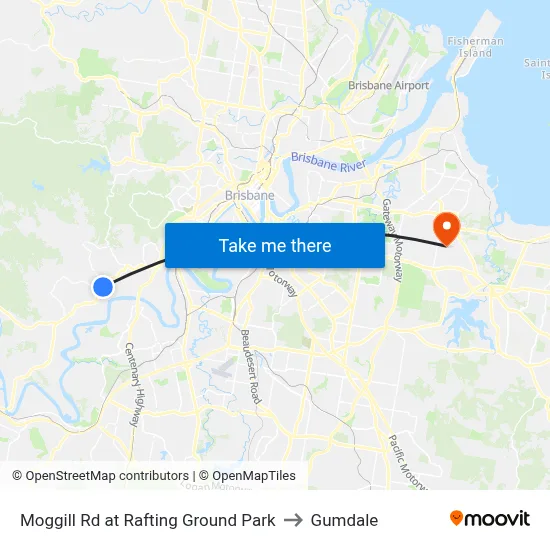 Moggill Rd at Rafting Ground Park to Gumdale map