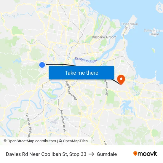 Davies Rd Near Coolibah St, Stop 33 to Gumdale map