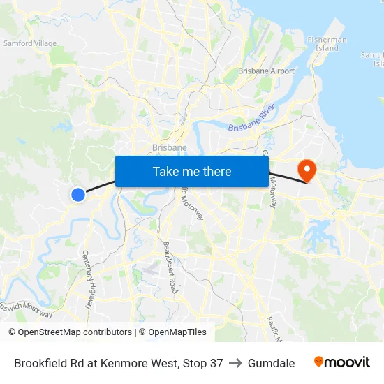 Brookfield Rd at Kenmore West, Stop 37 to Gumdale map