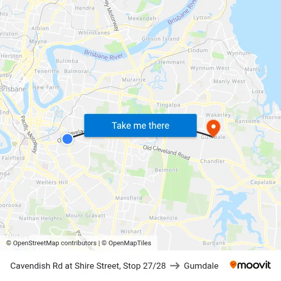 Cavendish Rd at Shire Street, Stop 27/28 to Gumdale map
