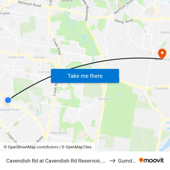 Cavendish Rd at Cavendish Rd Reservoir, Stop 40 to Gumdale map