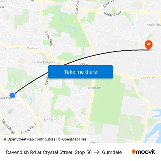 Cavendish Rd at Crystal Street, Stop 50 to Gumdale map