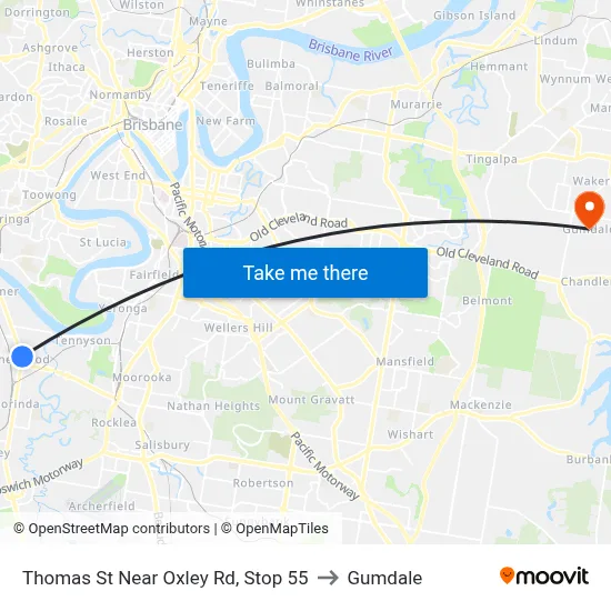 Thomas St Near Oxley Rd, Stop 55 to Gumdale map