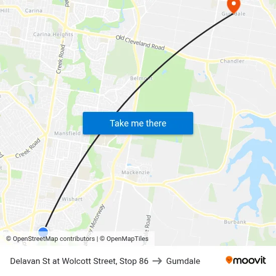 Delavan St at Wolcott Street, Stop 86 to Gumdale map