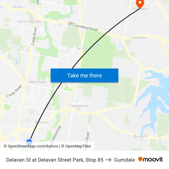 Delavan St at Delavan Street Park, Stop 85 to Gumdale map