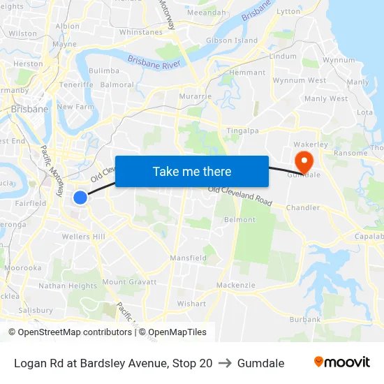 Logan Rd at Bardsley Avenue, Stop 20 to Gumdale map