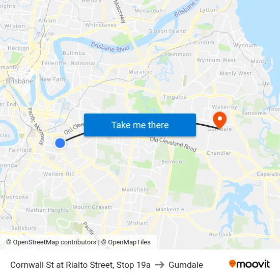 Cornwall St at Rialto Street, Stop 19a to Gumdale map