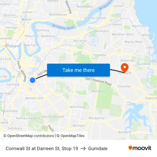Cornwall St at Darreen St, Stop 19 to Gumdale map