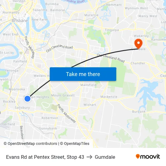 Evans Rd at Pentex Street, Stop 43 to Gumdale map