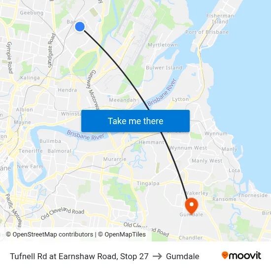 Tufnell Rd at Earnshaw Road, Stop 27 to Gumdale map