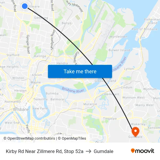 Kirby Rd Near Zillmere Rd, Stop 52a to Gumdale map
