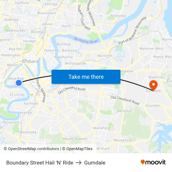 Boundary Street Hail 'N' Ride to Gumdale map