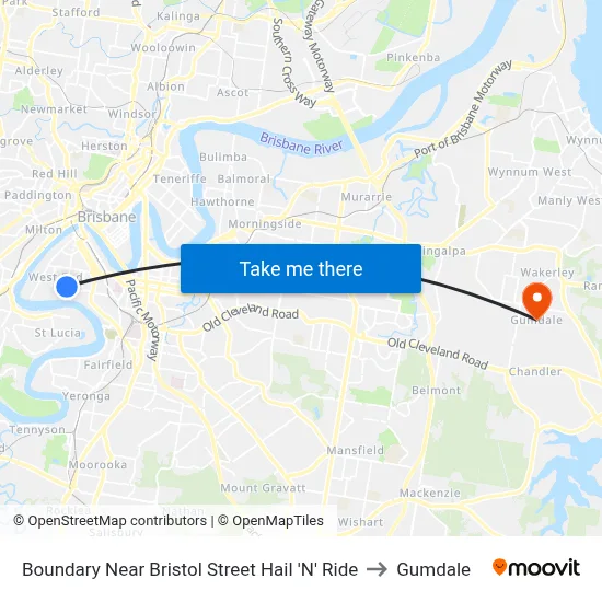 Boundary Near Bristol Street Hail 'N' Ride to Gumdale map