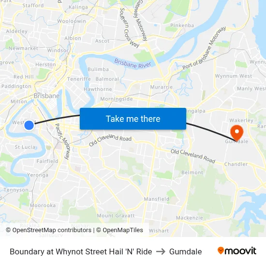 Boundary at Whynot Street Hail 'N' Ride to Gumdale map