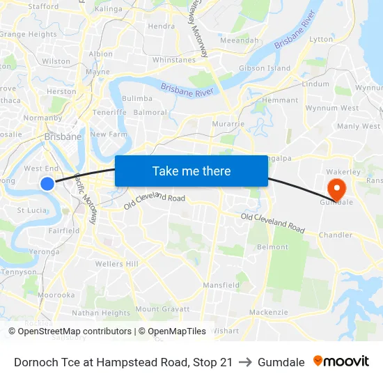 Dornoch Tce at Hampstead Road, Stop 21 to Gumdale map