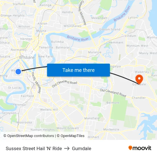Sussex Street Hail 'N' Ride to Gumdale map