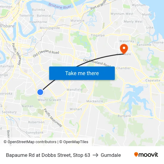 Bapaume Rd at Dobbs Street, Stop 63 to Gumdale map