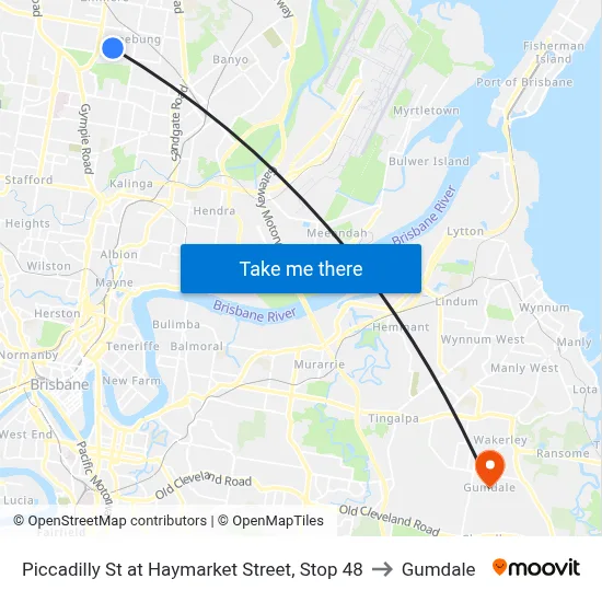 Piccadilly St at Haymarket Street, Stop 48 to Gumdale map