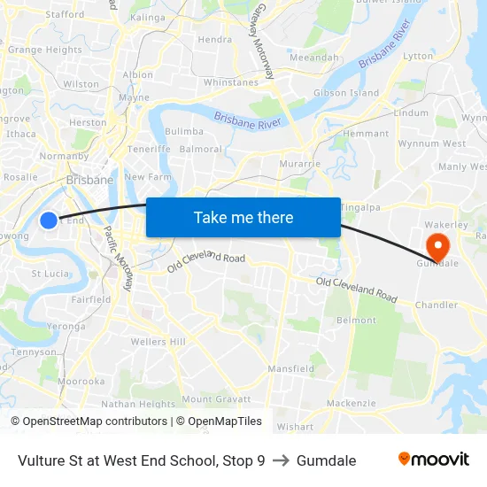 Vulture St at West End School, Stop 9 to Gumdale map