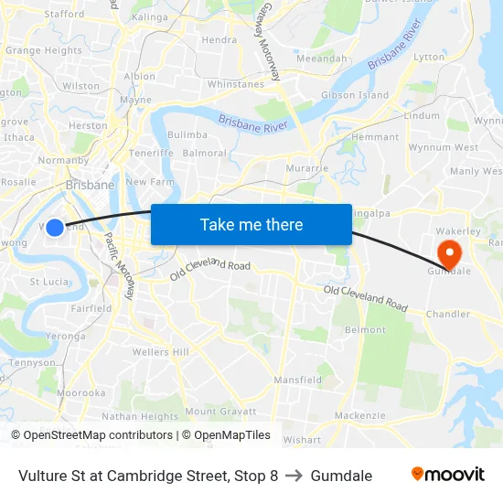 Vulture St at Cambridge Street, Stop 8 to Gumdale map
