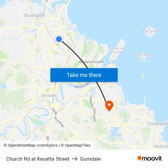 Church Rd at Keyatta Street to Gumdale map