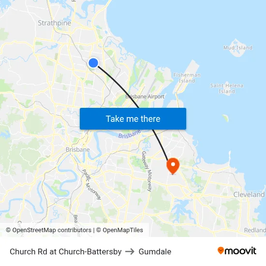 Church Rd at Church-Battersby to Gumdale map