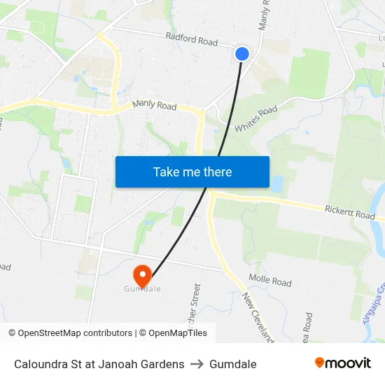 Caloundra St at Janoah Gardens to Gumdale map