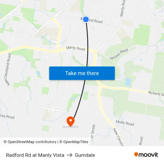 Radford Rd at Manly Vista to Gumdale map