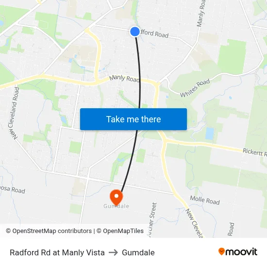 Radford Rd at Manly Vista to Gumdale map