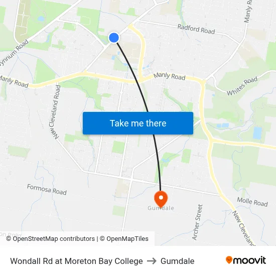 Wondall Rd at Moreton Bay College to Gumdale map