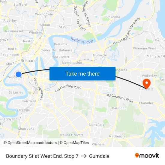 Boundary St at West End, Stop 7 to Gumdale map