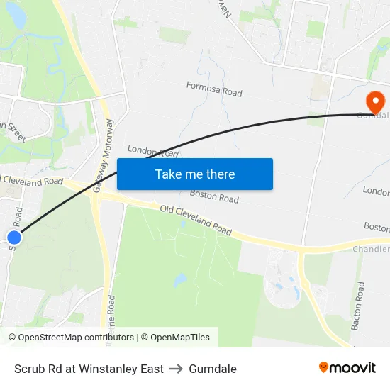 Scrub Rd at Winstanley East to Gumdale map