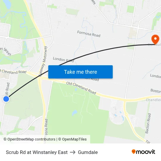 Scrub Rd at Winstanley East to Gumdale map