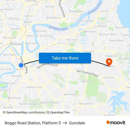 Boggo Road Station, Platform 5 to Gumdale map