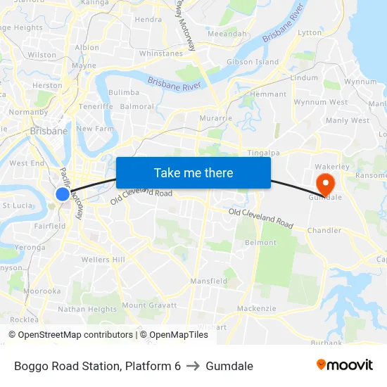 Boggo Road Station, Platform 6 to Gumdale map