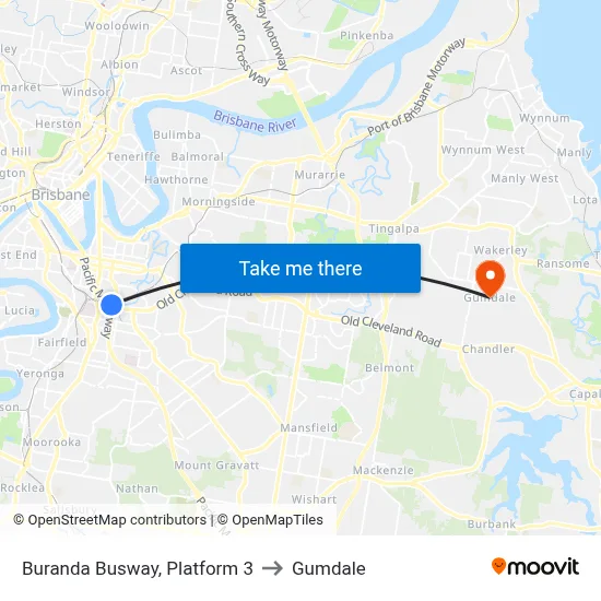 Buranda Busway, Platform 3 to Gumdale map