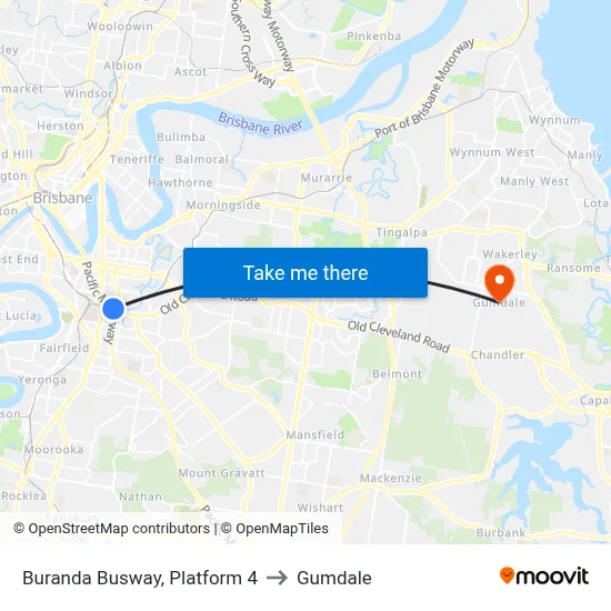 Buranda Busway, Platform 4 to Gumdale map