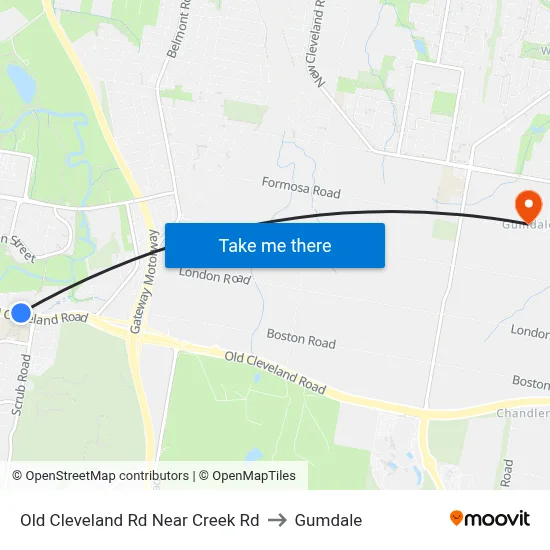 Old Cleveland Rd Near Creek Rd to Gumdale map