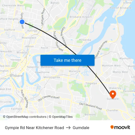 Gympie Rd Near Kitchener Road to Gumdale map