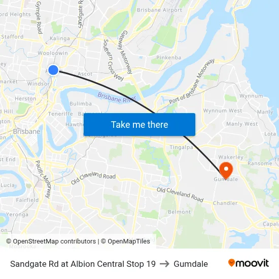 Sandgate Rd at Albion Central Stop 19 to Gumdale map